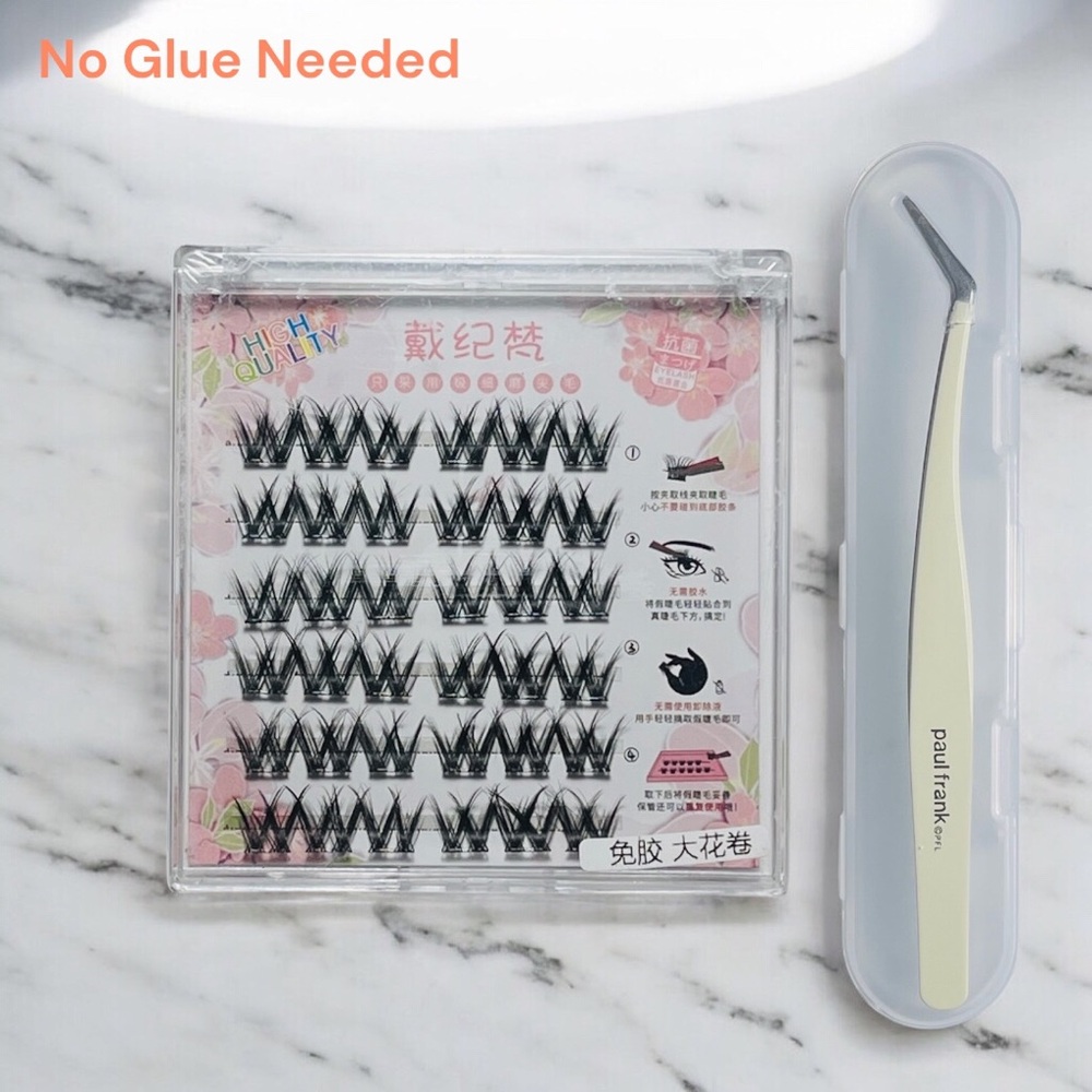 Press-on Lash Extension Kit with Cream Tweezers